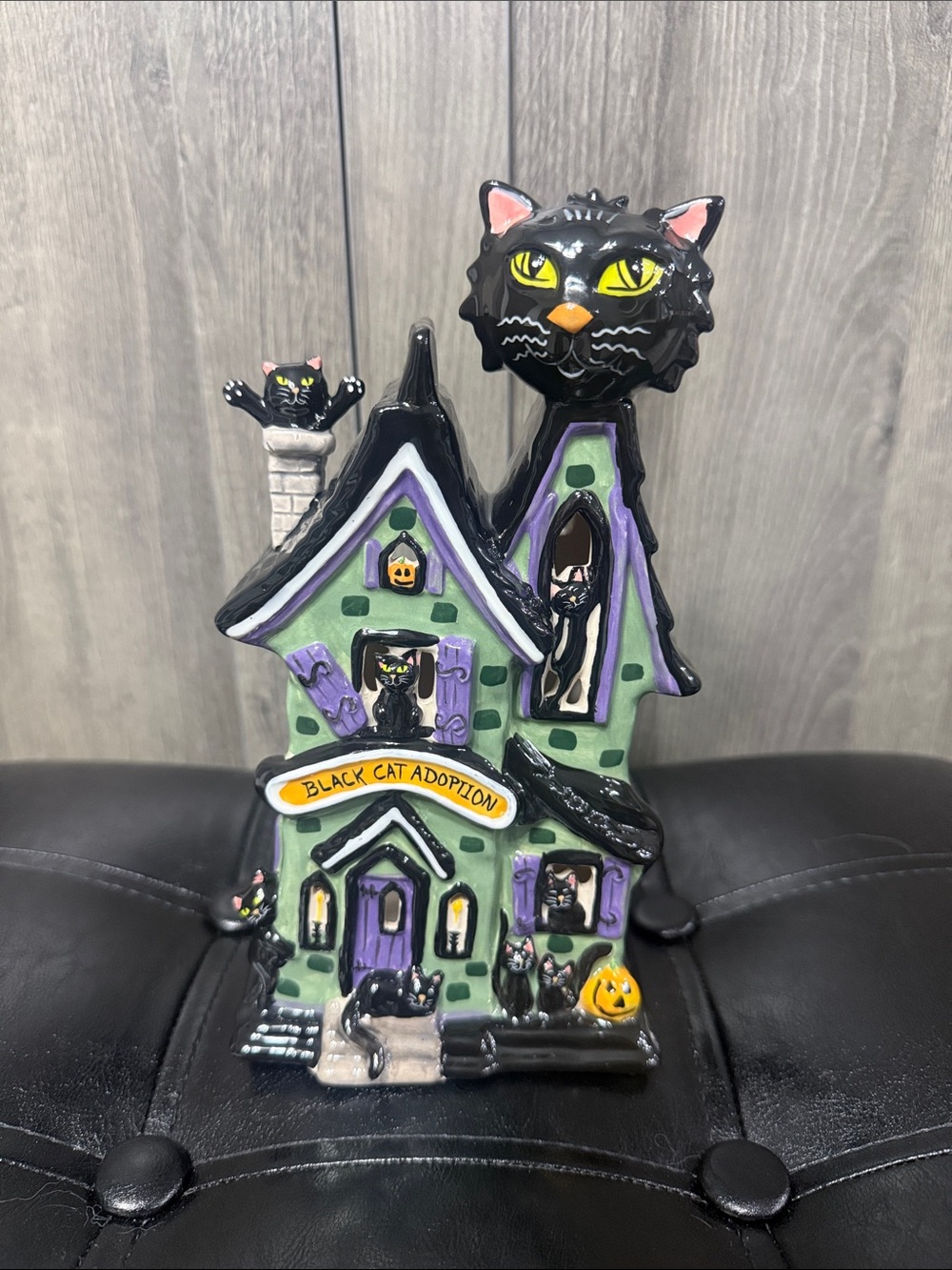 Blue Sky Clayworks Halloween Black Cat Adoption Candle House By Heather Goldminc